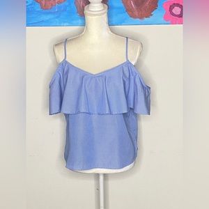 🌸 Woman’s Blue And White Ruffle Top